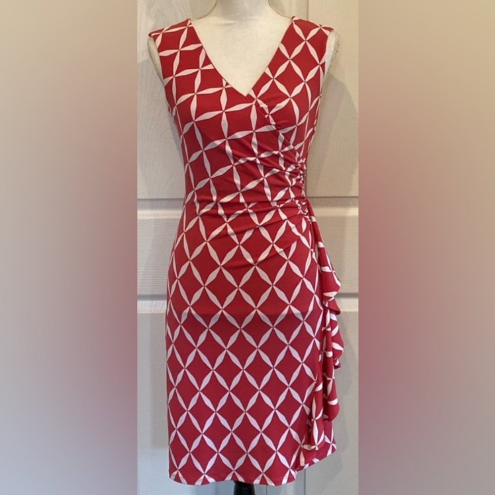 White House Black Market Size 4 Pink/White Dress